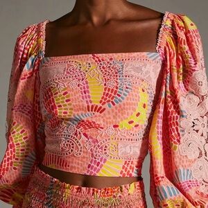 Farm Rio x Anthropologie Women’s Dotted Bananas 100% Cotton Blouse, Size Medium